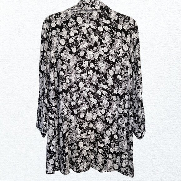 Zara black floral print open collar mini dress - Picture 2 of 12